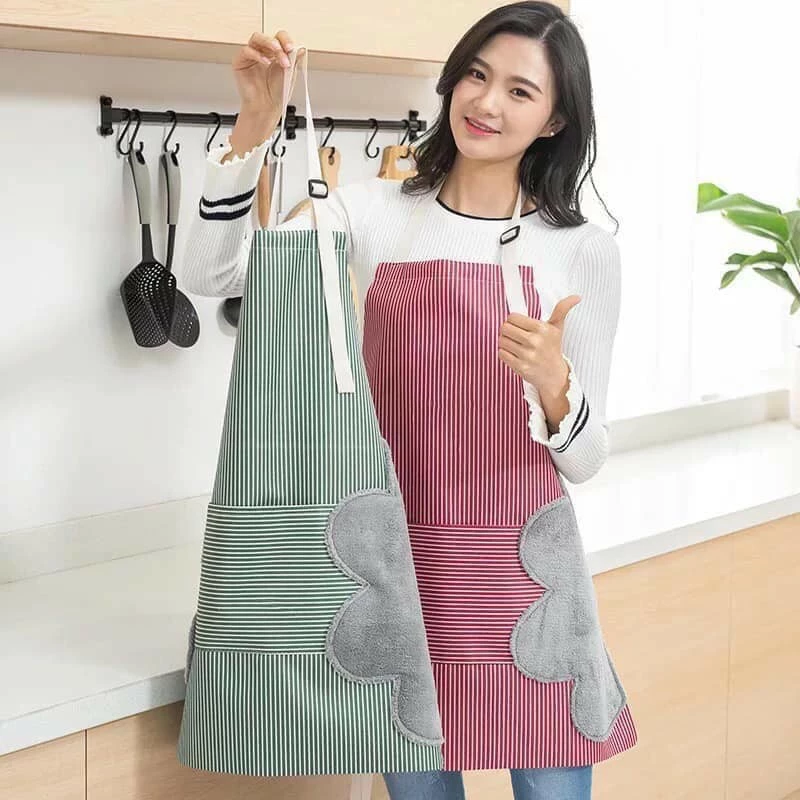 Tạp Dề Kẻ Sọc Có Túi Và Khăn Lau 2 Bên Có Túi