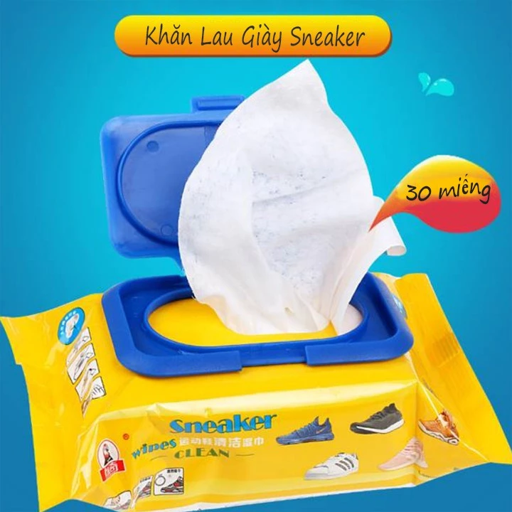 Khăn Giấy Lau Giày Siêu Sạch Hộp 30 Tờ Siêu Hot Không Hoá Chất Làm Hại Da Tay