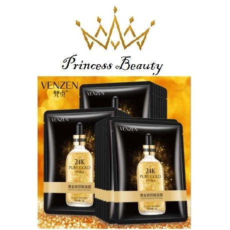 Set 5 Mặt nạ tinh chất vàng 24K Pure Gold Venzen dưỡng trắng, cấp ẩm, tăng đàn hồi cho da