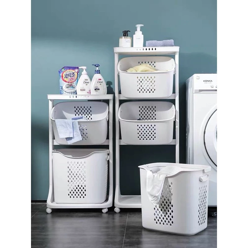 Kệ đựng đồ 3 tầng đa năng HM Rổ đựng quần áo 3 tầng có bánh xe nhựa