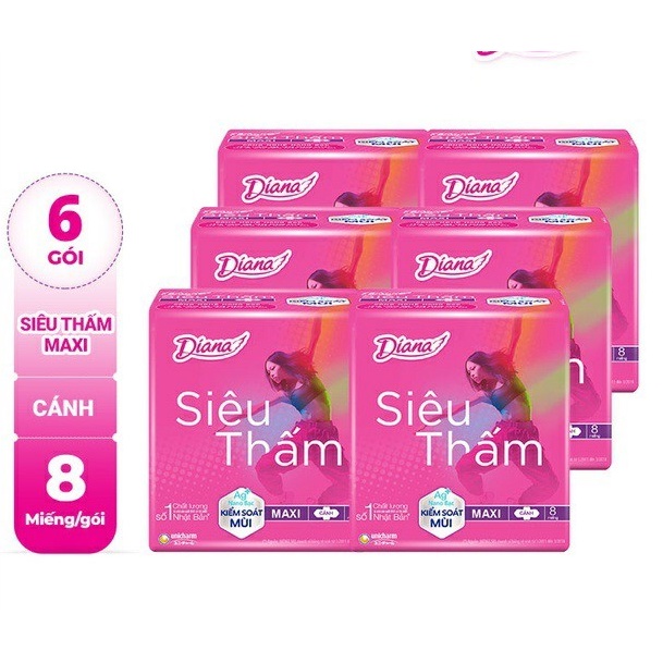 Băng vệ sinh Diana Maxi viền có cánh gói 8 miếng