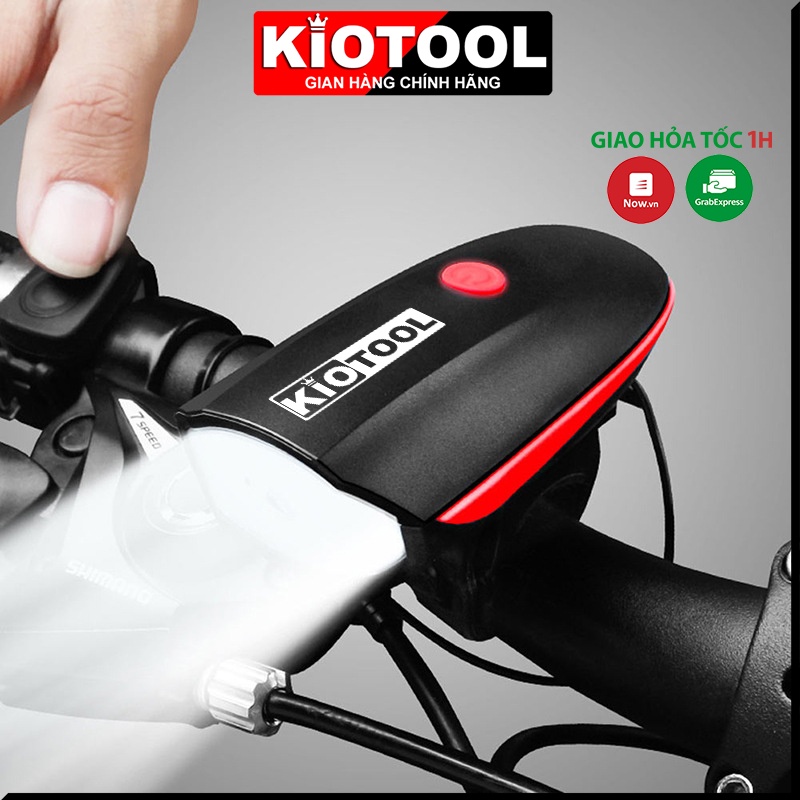 Đèn xe đạp thể thao KIOTOOL siêu sáng có còi pin sạc usb