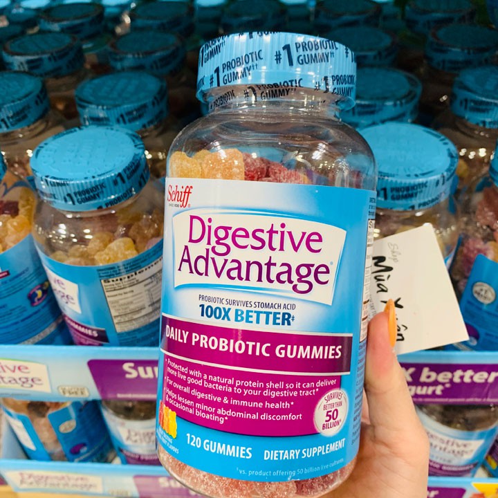 Kẹo dẻo hỗ trợ tiêu hóa Schiff Digestive Advantage Probiotic 120 Viên