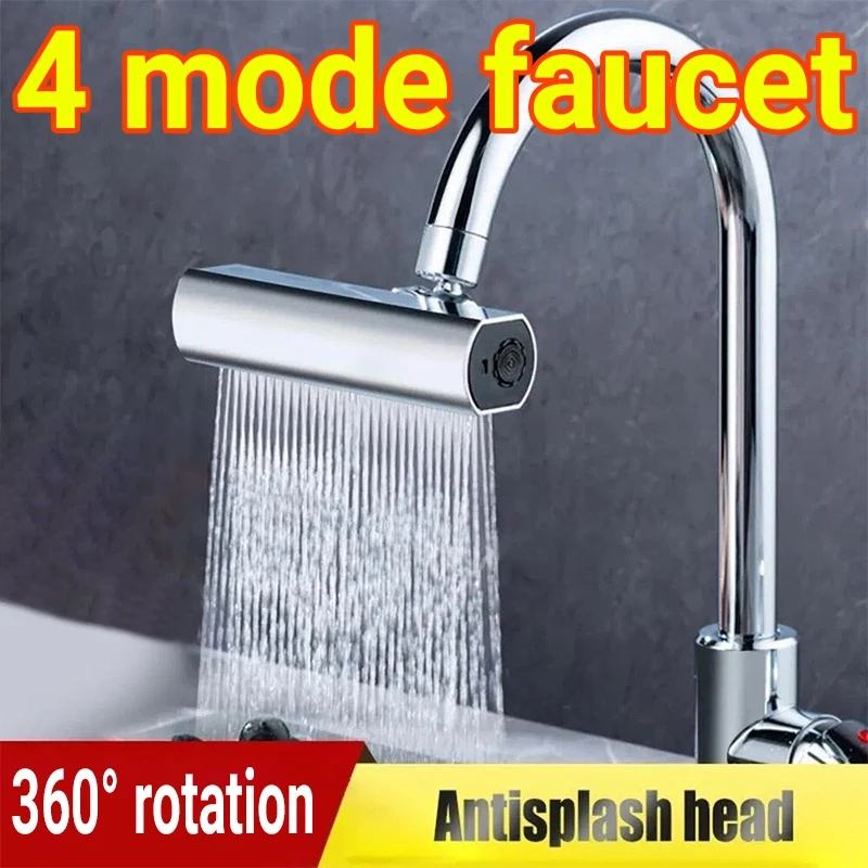 4 Chế Độ Thác Nước Đa Năng Thiết Bị Nối Dài Vòi Rửa Rau Thiết Bị Chống Bắn 360° Vòi xoay 1 / 2 Chiếc Đa Năng Thác Nước Áp Lực Bubbler Phụ Kiện Nhà Bếp