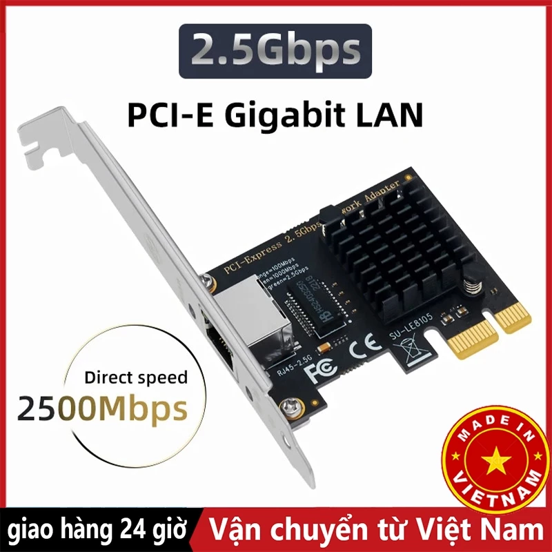 [Lô hàng địa phương] Thẻ mạng 2.5G PCI-E sang RJ45 RTL8125B Chip Gigabit Ethernet PCI Express Card mạng 10 / 100 / 2500Mbps 1Gbps / 2.5Gbps cho PC