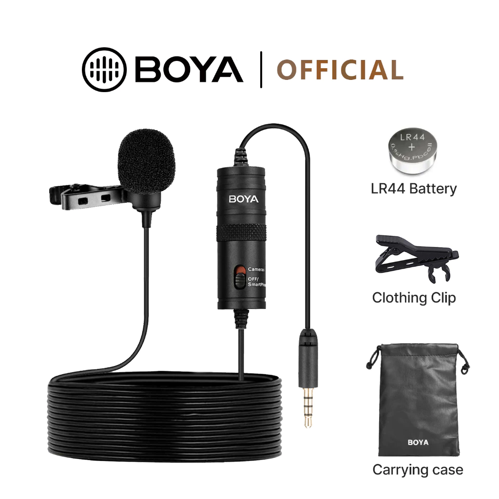 BOYA BY-M1 mic thu âm cài áo 3,5 mm dành cho điện thoại thông minh, máy ảnh SLR và máy tính
