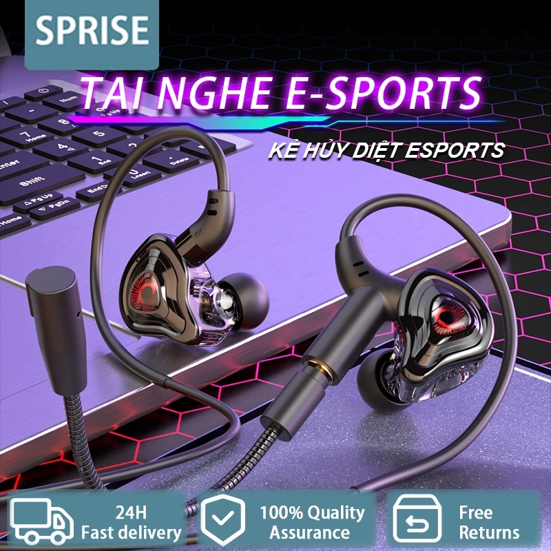 Sprise G59 Bass Có Dây Tai Nghe Chơi Game Với Mic Kép Khử Tiếng Ồn HiFi PC Tai Nghe Để Bàn Tai
