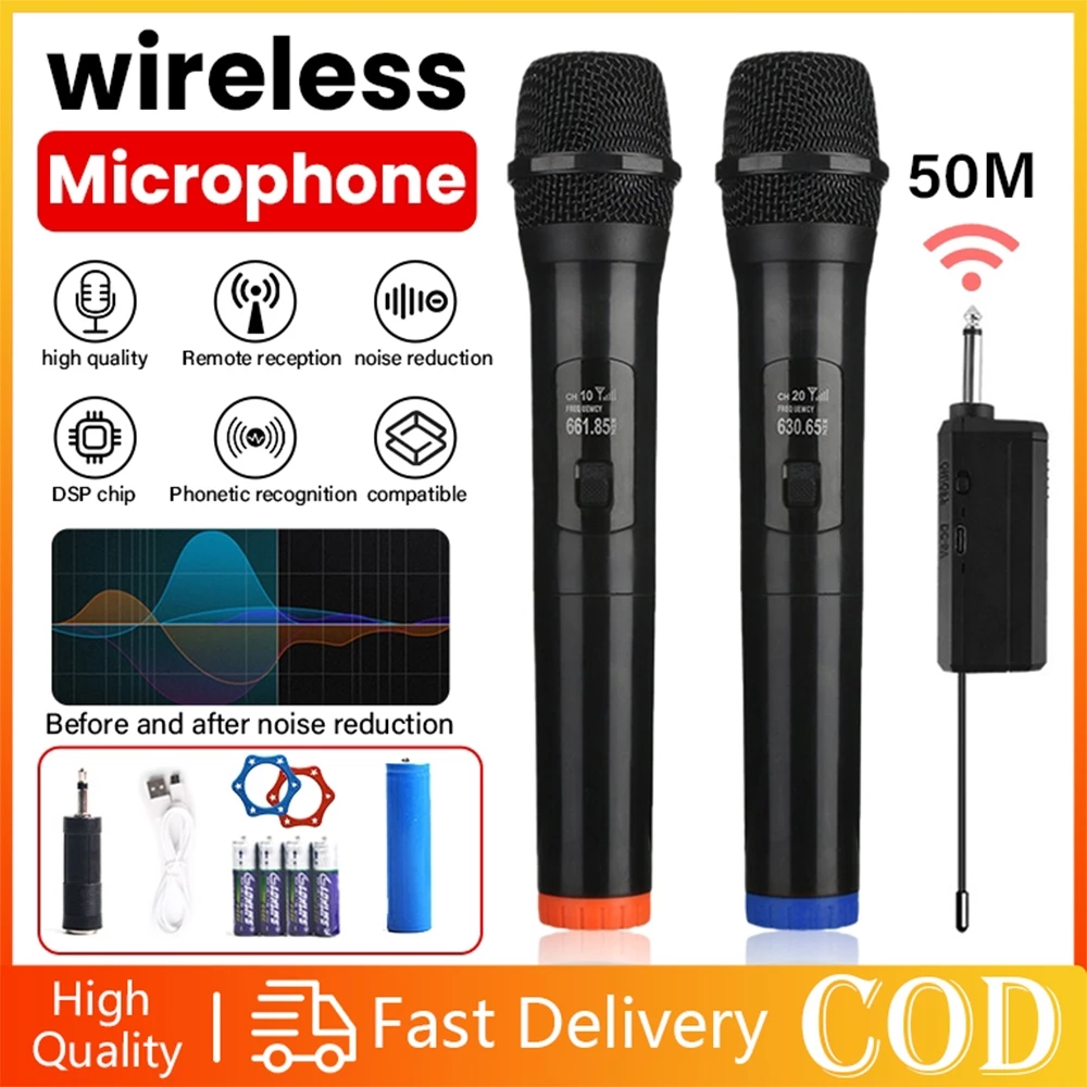Micro Không Dây Micro Karaoke Không Dây Dynamic 50M Mikrofon Tanpa Wayar Mic Không Dây Chuyên Nghiệp