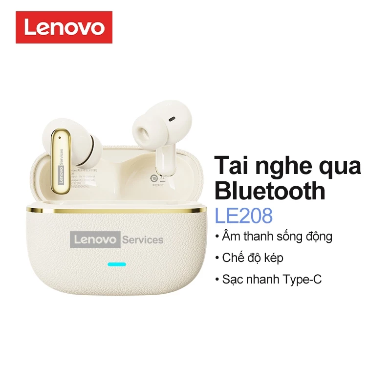 Tai nghe chơi game Lenovo LE208 Tai nghe Bluetooth Độ trễ thấp trong tai IPX5 Chất lượng âm tha