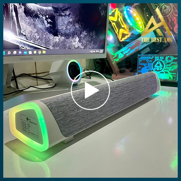 Loa Thanh Soundbar Bluetooth Đèn Led RGB Lenovo DS101 Màu Trắng - Loa Máy Tính Để Bàn Laptop Có