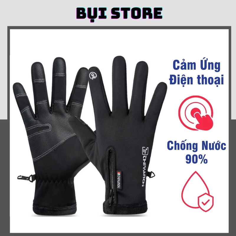 Găng tay xe máy mùa đông chống nước cảm ứng điện thoại Cheyanchi có Khóa