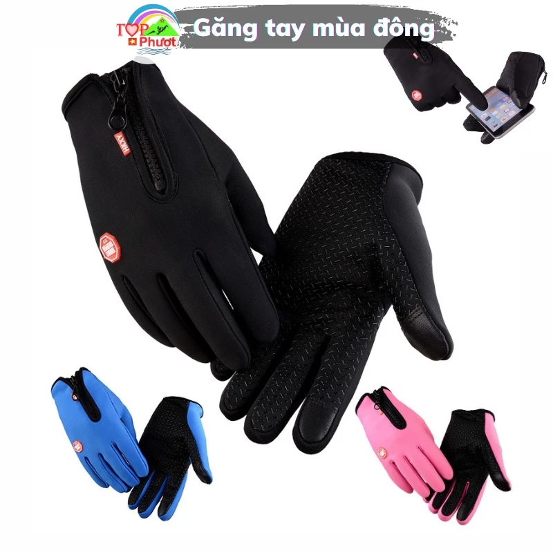 Găng tay dài ngón mùa đông cho nam nữ, bao tay full ngón đi xe máy giữ ấm cảm ứng điện thoại Wind Stop