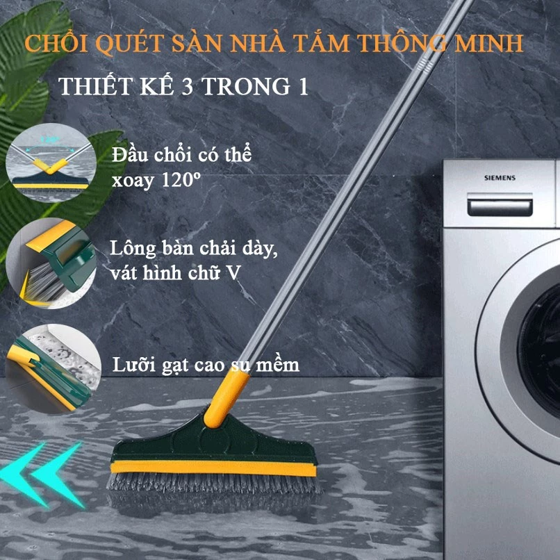 Cây Chà Sàn Nhà Tắm Đa Năng 2 Trong 1, Chổi Cọ Sàn Và Gạt Nước