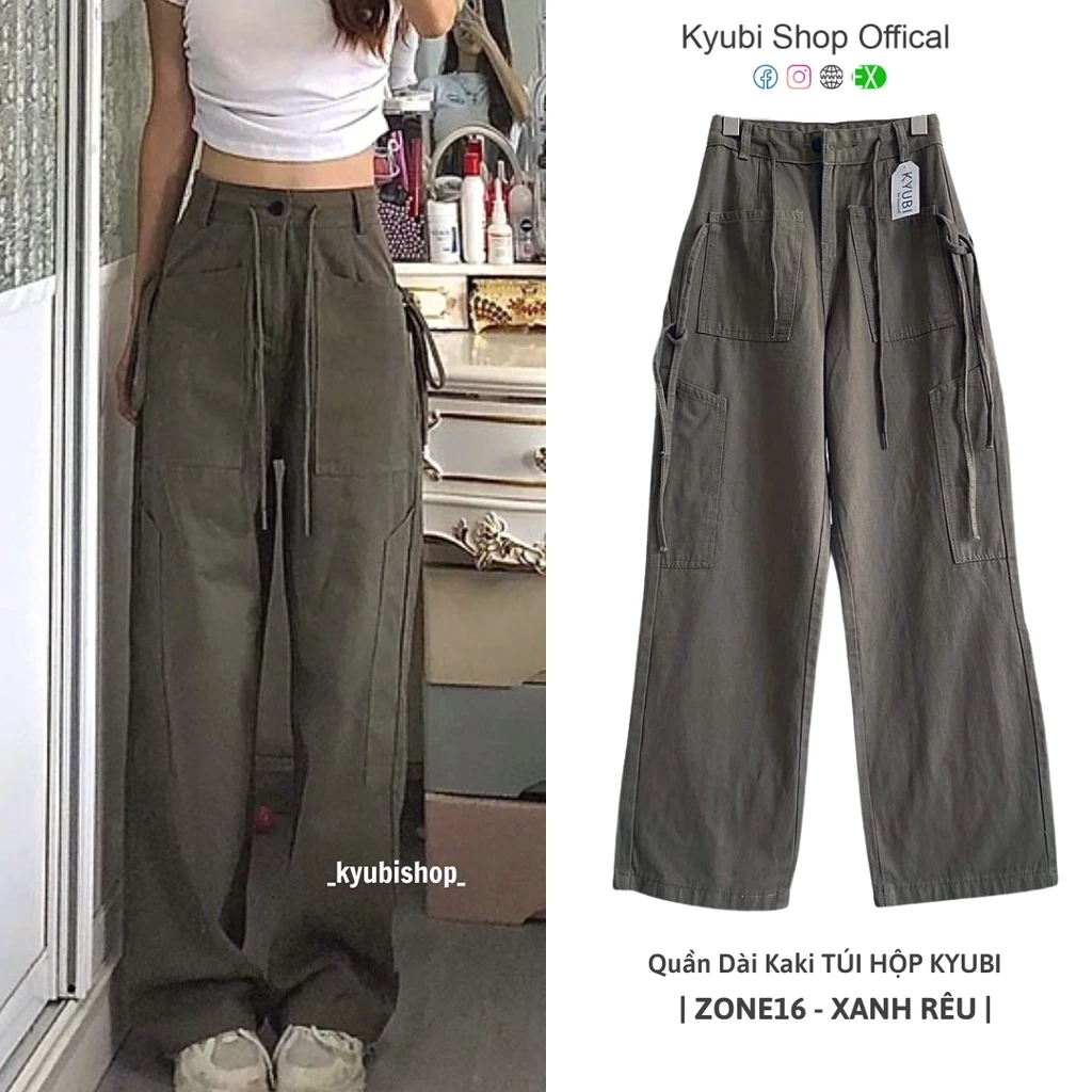 Giới thiệu Quần Dài Kaki Cotton Ống Rộng Túi Hộp ZONE16 - Sự Kết Hợp Hoàn Hảo Giữa Phong Cách và Sự Tiện Lợi Quần Dài Kaki Cotton Ống Rộng Túi Hộp ZONE16 Cạp Cao Nữ Unisex - Quần Jogger Túi Hộp Dây Rút Nam Nữ KYUBI