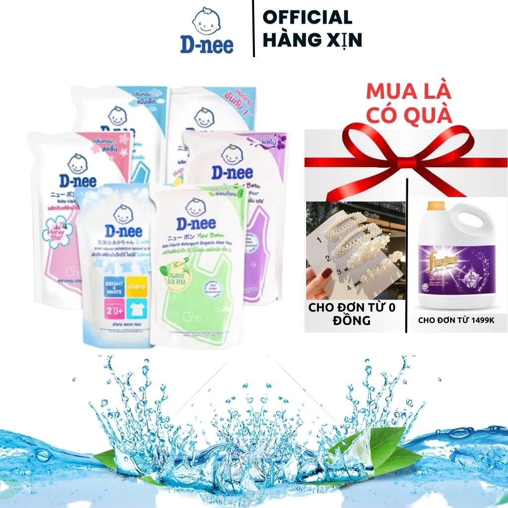Nước giặt quần áo em bé Dnee túi 550ml-Nước Giặt Xả Cho Trẻ Em an toàn, Chính hãng Công ty Đại Thịnh ..