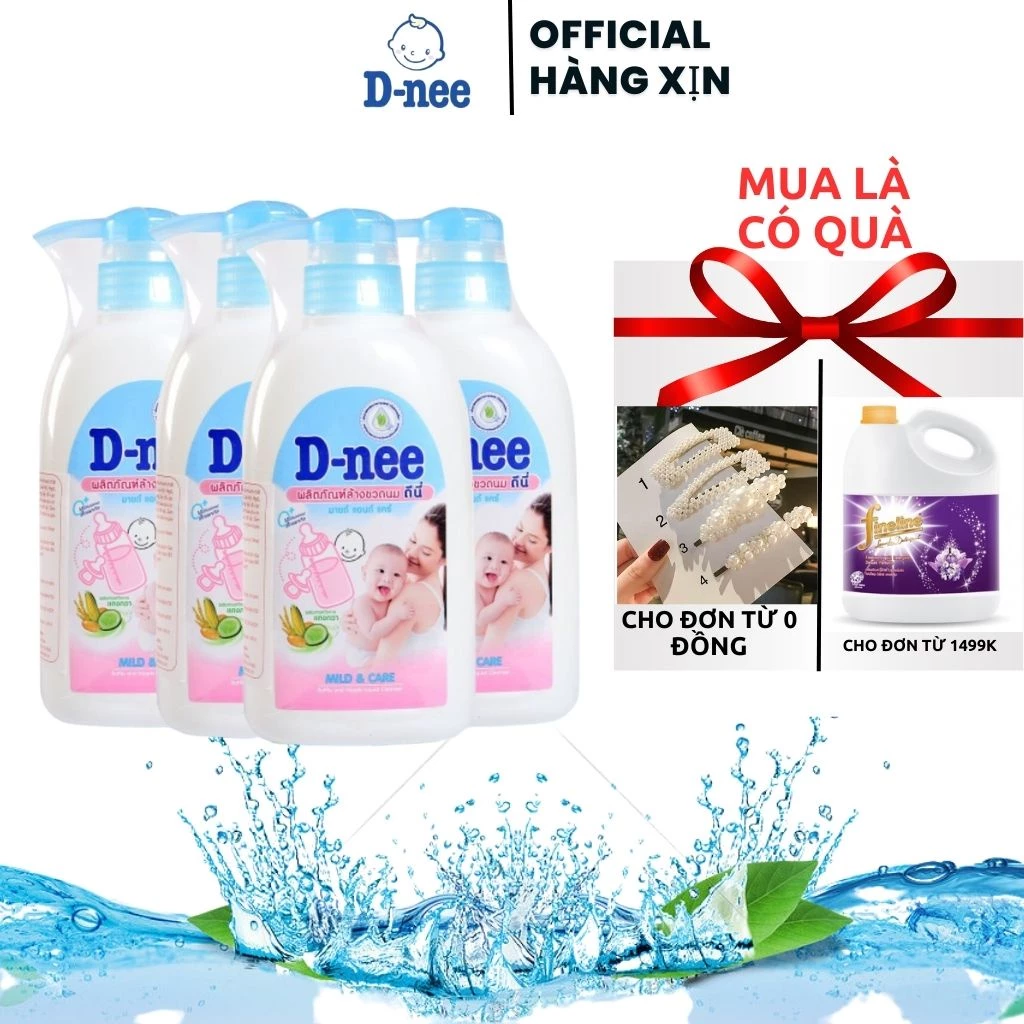 (COMBO 4 CHAI) Nước rửa bình sữa, Bình nước & rau quả D-nee 500ml - An toàn cho bé yêu ..