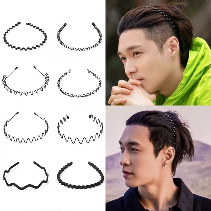 Băng đô cài tóc unisex vòng đeo tóc đen băng đô kim loại sóng xoắn ốc không trượt đô nam nữ băng đô thể thao linh hoạt