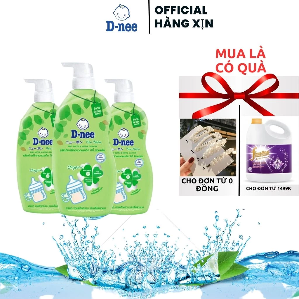 COMBO 3 chai Nước Rửa Bình Sữa Dnee Organic Chai 600ml ..