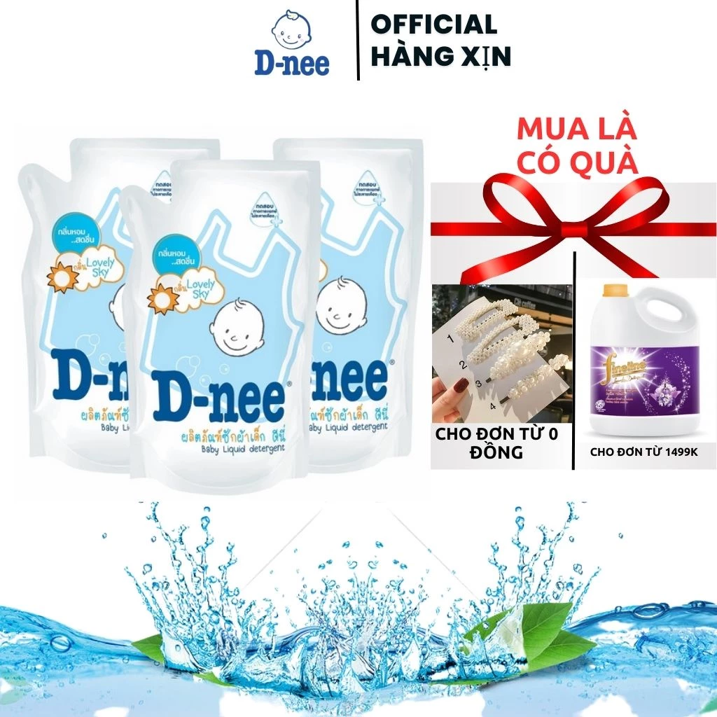 (COMBO 3 TÚI)  Nước giặt quần áo em bé Dnee túi 600ml- Chính hãng Công ty Đại Thịnh ..
