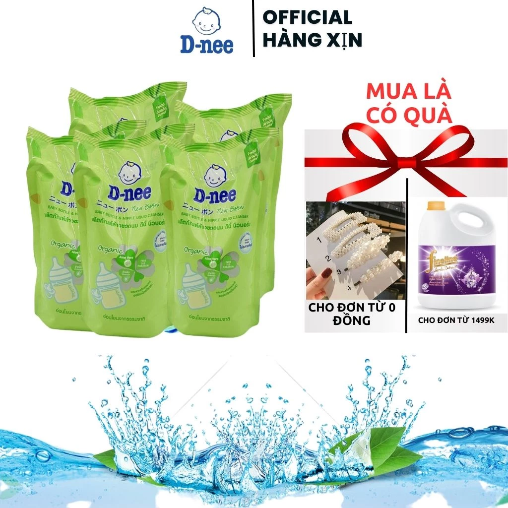 ComBo 5 TúiNước xúc bình sữa Dnee, rửa bình sữa Dnee dạng túi (bịch) 600ml- An toàn cho bé yêu ..