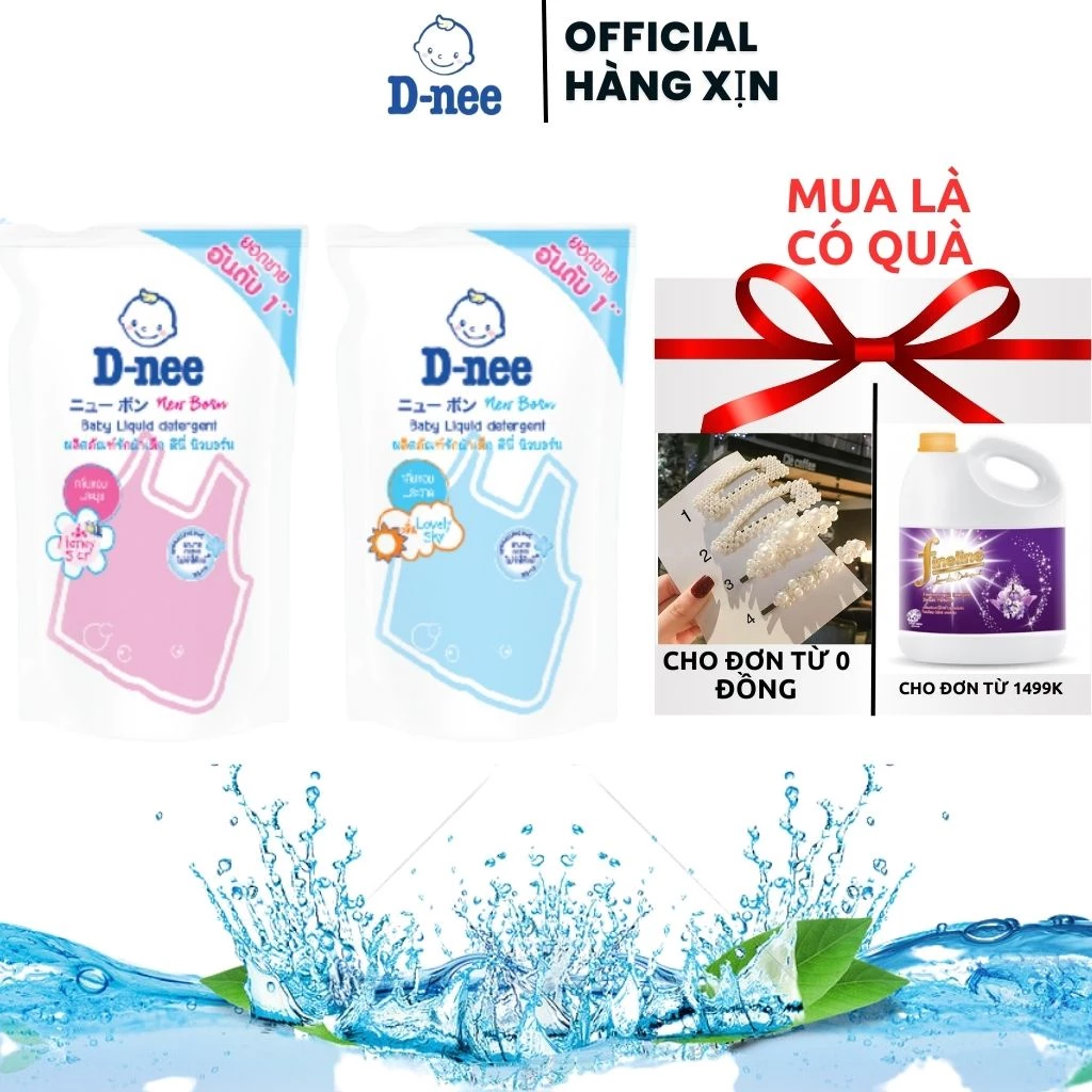 (COMBO 2 TÚI)  Nước giặt quần áo em bé Dnee túi 600ml- Chính hãng Công ty Đại Thịnh ..