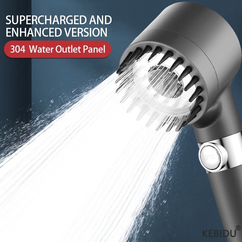 Đầu Vòi Hoa Sen Áp Suất Cao 3 Chế Độ Điều Chỉnh Được Tiết Kiệm Nước Màu Bạc Sang Trọng Tiện Dụng