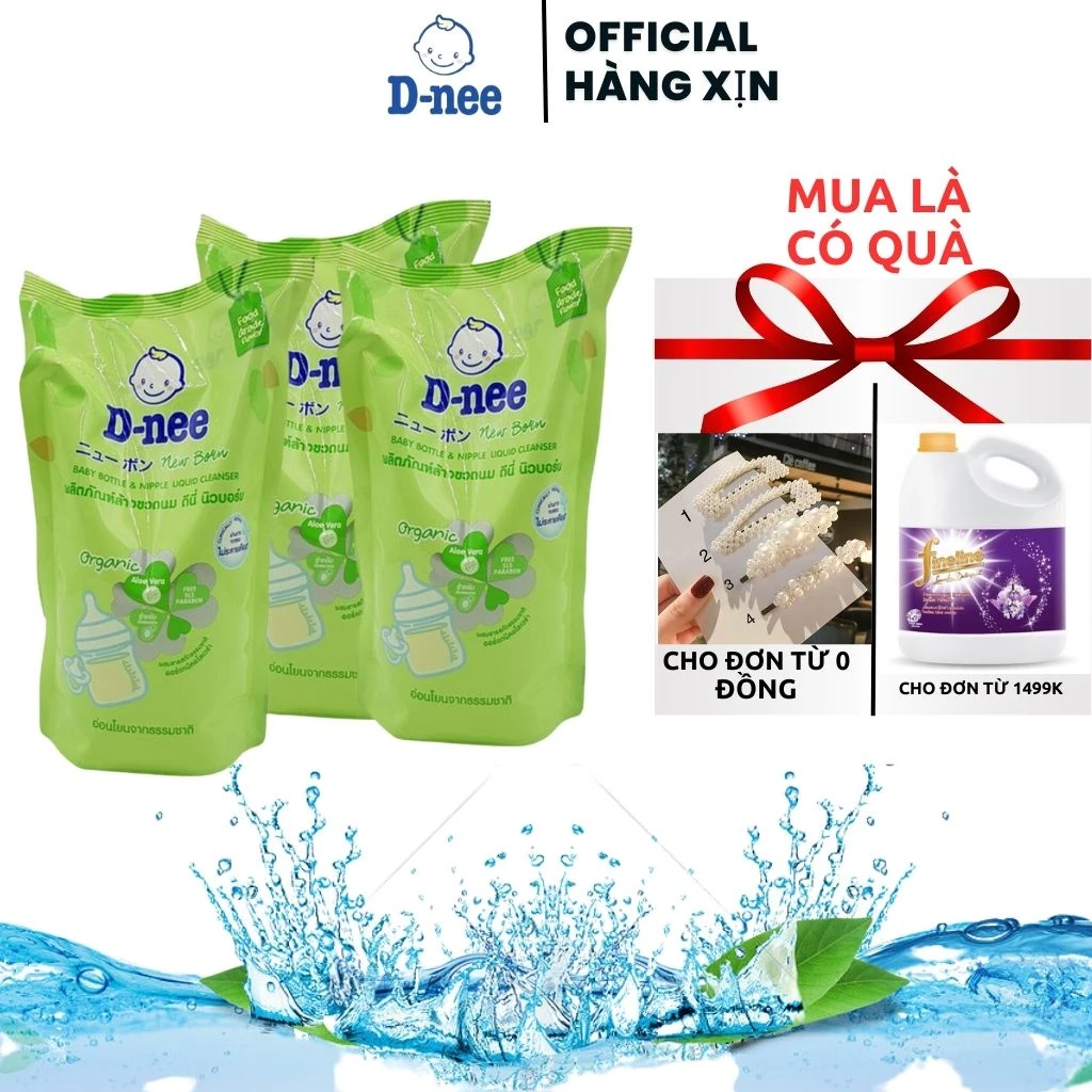 COMBO 3 Túi Nước xúc bình sữa Dnee, Nước rửa bình nước Dnee dạng túi (bịch) 550ml- An toàn cho bé yêu ..