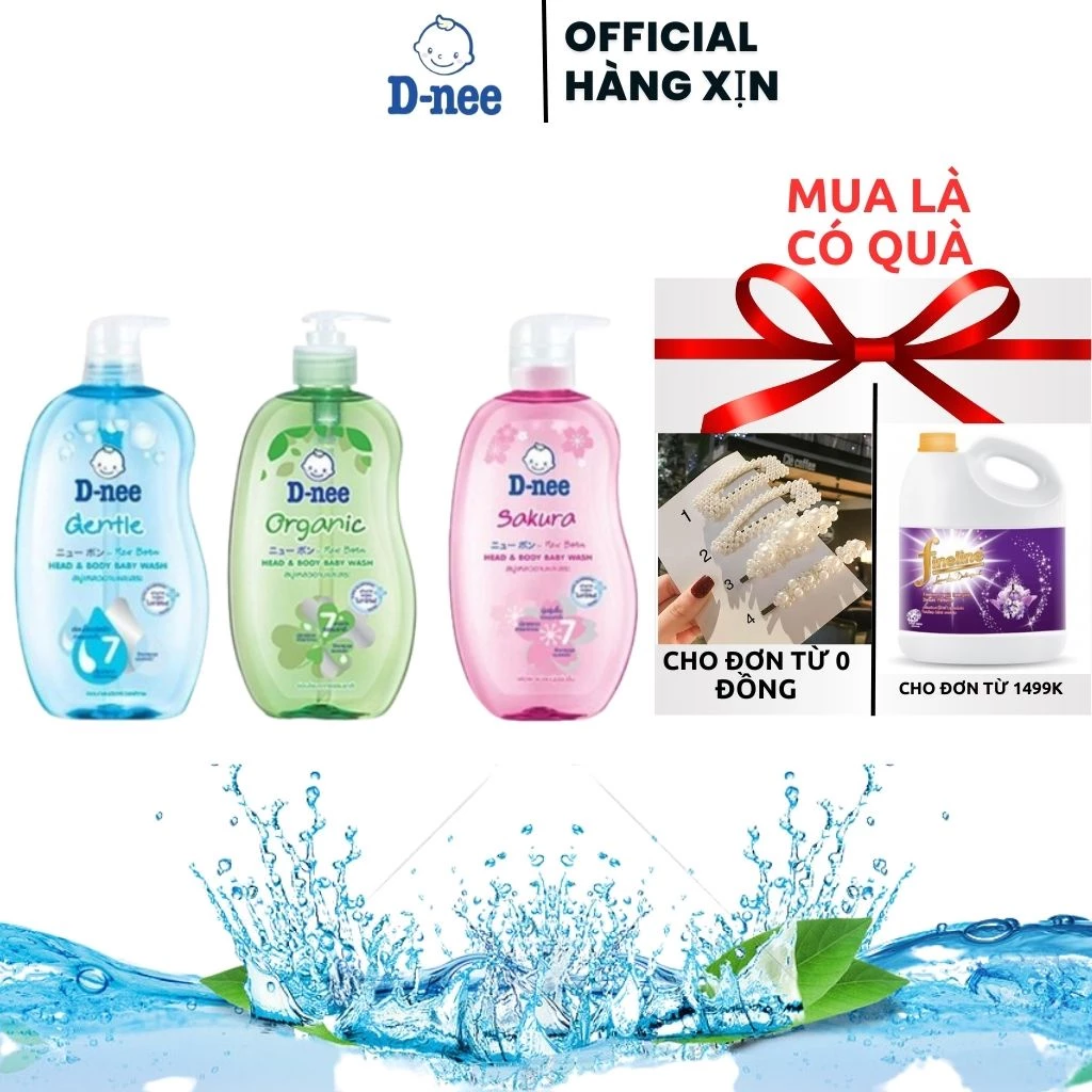 (COMBO 2 CHAI) Sữa Tắm gội toàn thân Dnee Pure Cho Bé từ 0 đến 3 tuổi - 380ml ..