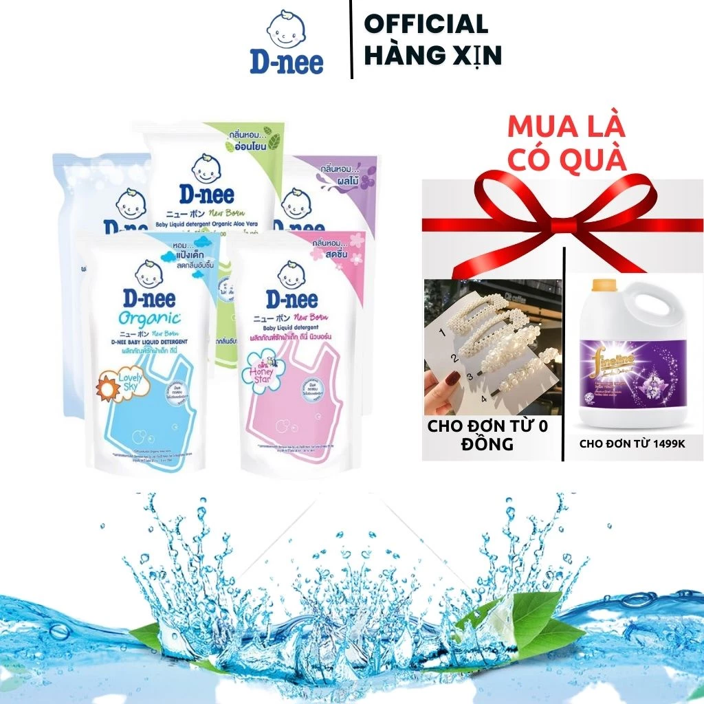 (COMBO 5 TÚI)  Nước giặt quần áo em bé Dnee túi 600ml- Chính hãng Công ty Đại Thịnh ..