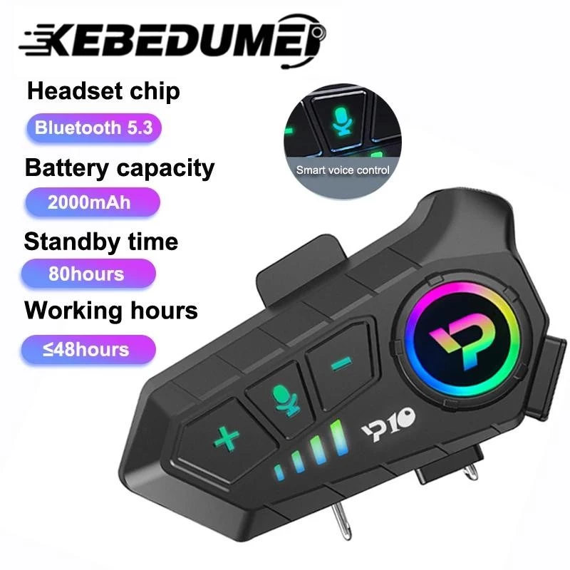 P10 Bluetooth Xe Máy Mũ Bảo Hiểm Tai Nghe Không Dây IPX6 Chống Nước Noice Giảm Tai Nghe Siêu Dài Chờ HandsFree Tai Nghe