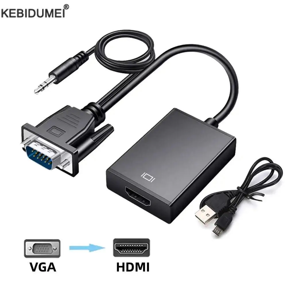 1080p VGA Nam Sang HDMI Nữ Chuyển Đổi Cáp Với Âm Thanh Video Chuyển Đổi VGA Sang HDMI Adapter Thích Hợp Cho PC Laptop TV Máy Chiếu