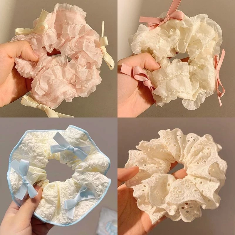 Dây Buộc Tóc Ren Nhiều Lớp Lớn Cho Nữ Cao Cấp Mới Scrunchies Tóc