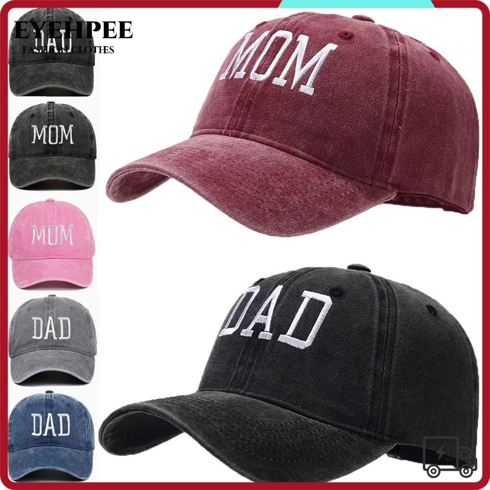 EYEHPEE Mũ bóng chày thêu DAD MOM, Tấm che cổ điển đau khổ Mũ phai màu, Mũ bóng chày Hiphop có thể điều chỉnh thời trang