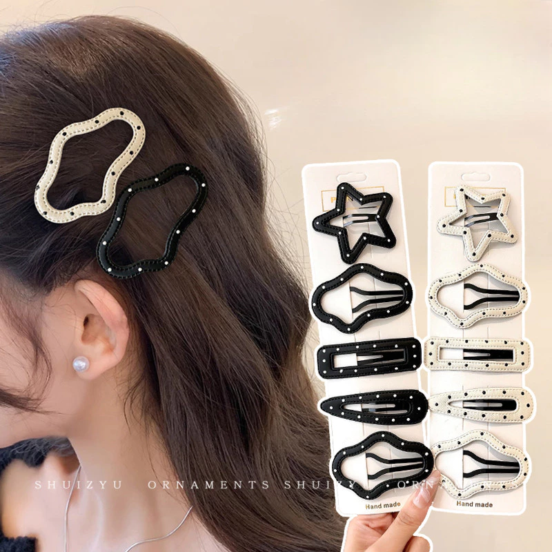 Bộ phụ kiện tóc đen trắng thời trang Hàn Quốc dành cho nữ