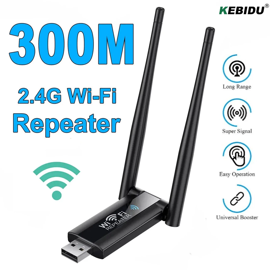 Bộ mở rộng bộ lặp WiFi USB không dây 2.4G 300Mbps Bộ khuếch đại tín hiệu WiFi Bộ định tuyến Wi-Fi tầm xa Mở rộng mạng gia đình