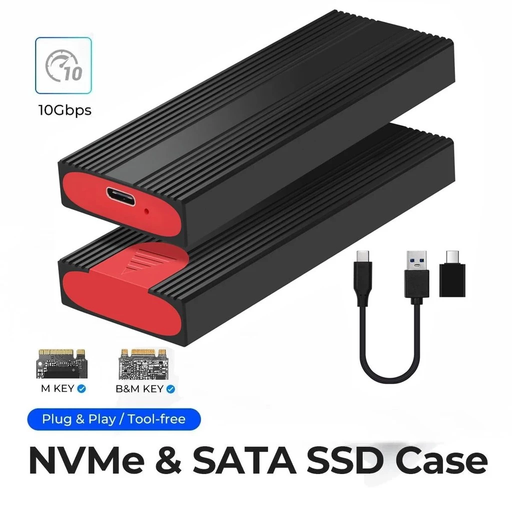 M2 NVMe SSD Vỏ 5 / 10Gbps PCIe SSD Box cho M.2 NVMe NGFF SATA SSD Disk Tool Free M.2 SSD Adapter Đĩa cứng cho PC Laptop