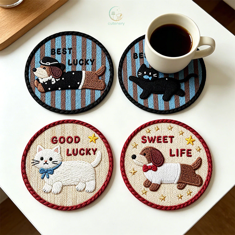 Tấm lót ly, lót cốc chống trơn trượt, cách nhiệt thấm nước, dễ vệ sinh 14cm