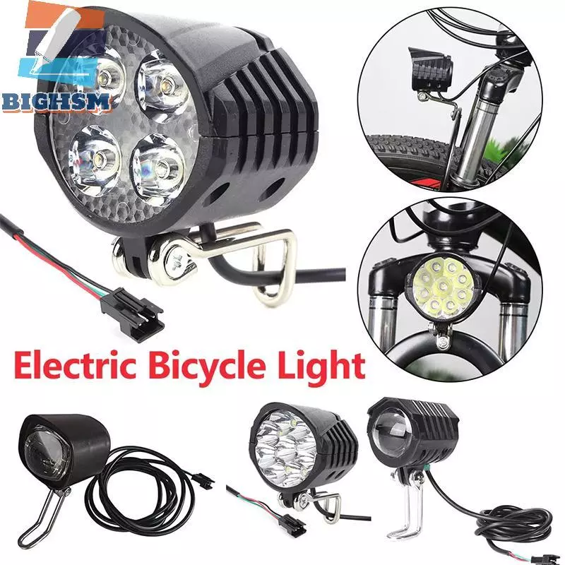 [BIGHSM] Đèn điện 36-72V có còi Xe tay ga điện LED 12W Đèn LED phía trước Đèn pha đi xe đạp chống nước cho xe đạp điện
