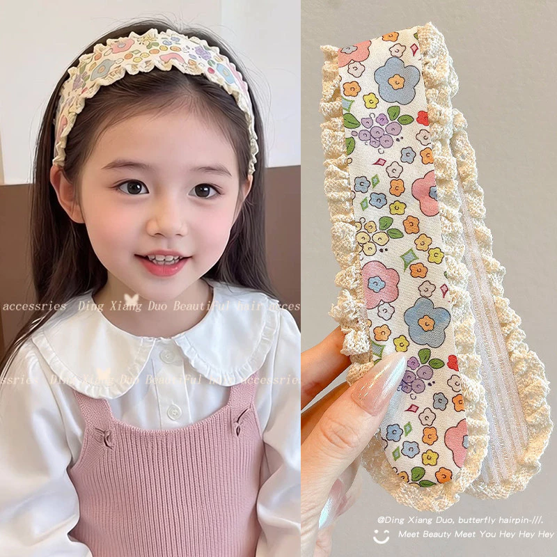 Hàn Quốc Dính Dán Đầu Hoa Ngọt Ngào Dệt Kim Velcro Headband Magic Paste Hà