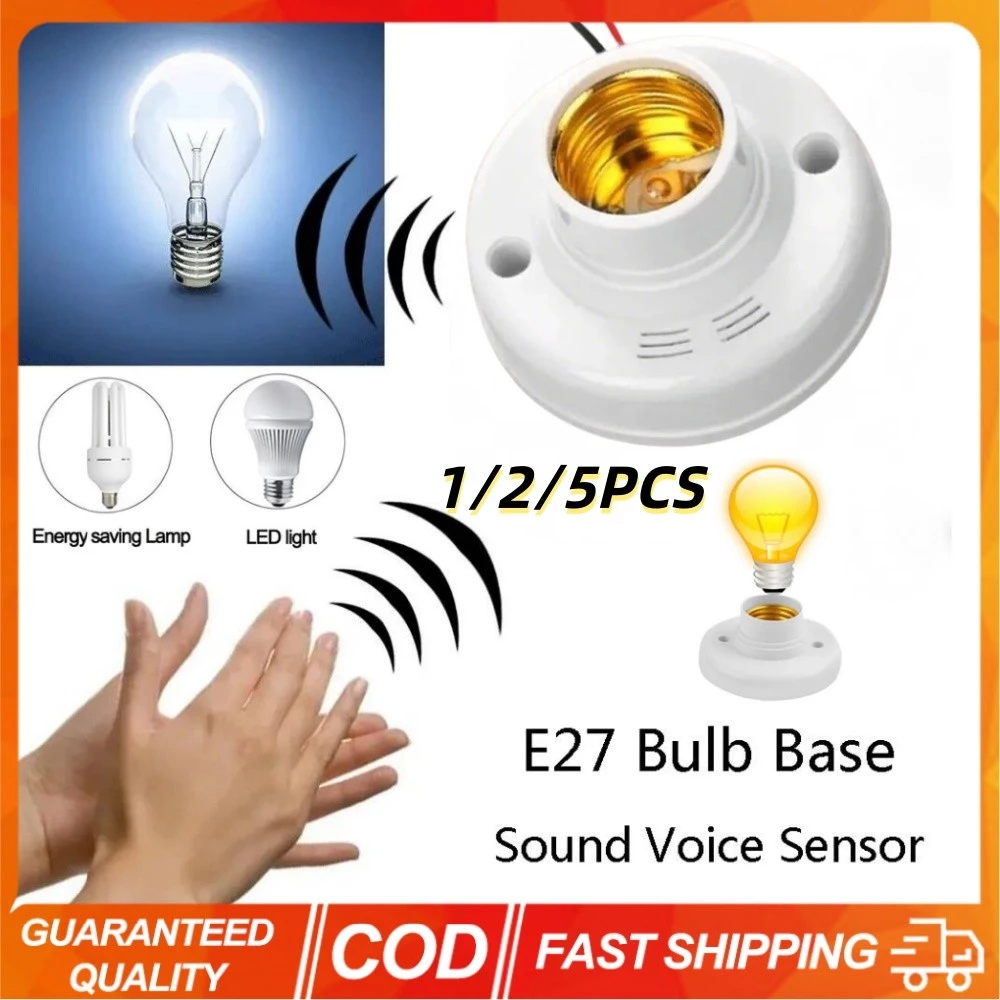 5 CÁI E27 Giá đỡ đèn điều khiển âm thanh và ánh sáng Bóng đèn vít Đế cố định Ánh sáng ngẫu nhiên Đèn Vontrol AC180-240V Tiết kiệm điện tại nhà Thích hợp cho tất cả các bóng đèn