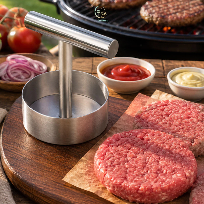 Khuôn Burger Inox 304 Cho Bánh Ép Tự Làm, Dễ Dàng Dùng Với Thịt Bò Thịt He