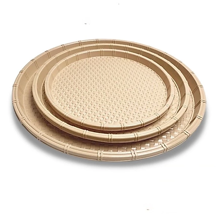 Mẹt bún nhựa  giả mây tre đan Đủ Size 28-34-42-52cm, Đĩa mẹt tròn đựng bún đậu,đồ ăn vặt,mẹt gà,....