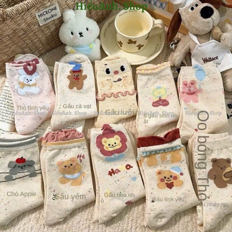 Set 10 Đôi Tất Nữ Họa Tiết Hình Thú Cute Cổ Cao – Siêu Xinh, Chất Liệu Dày Dặn Mềm Mịn Mẫu Mới 2025