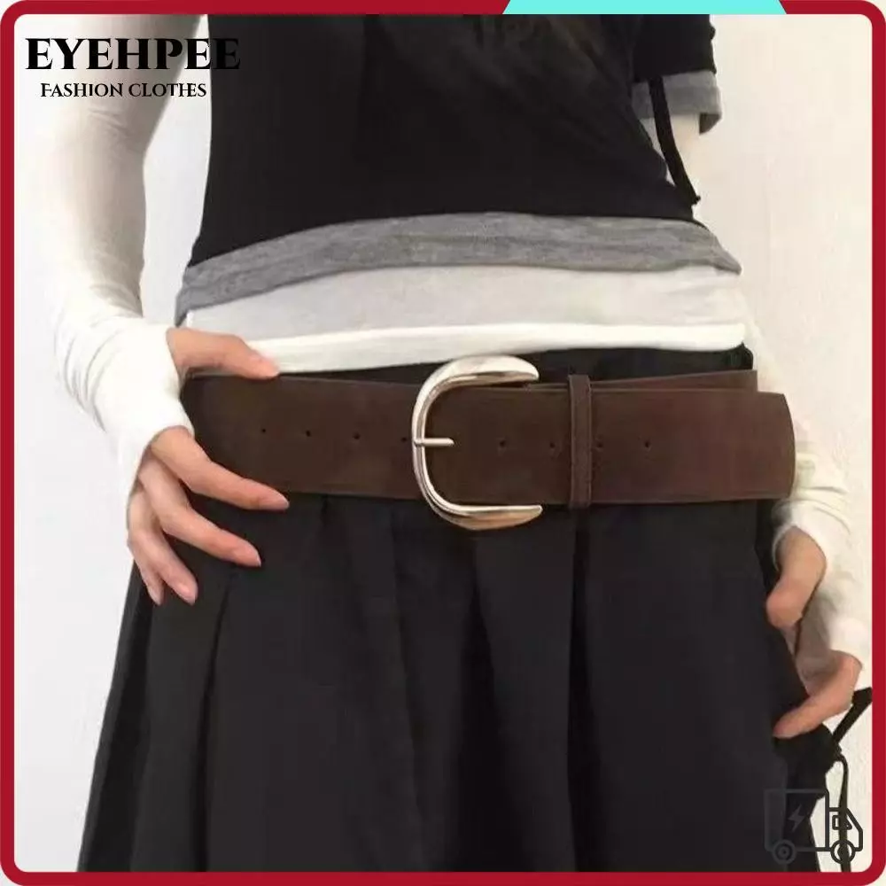 Thắt lưng da lộn rộng EYEHPEE Khóa ghim Thời trang cao cấp Phong cách Maillard Phụ kiện nữ Đa năng Quà tặng sang trọng