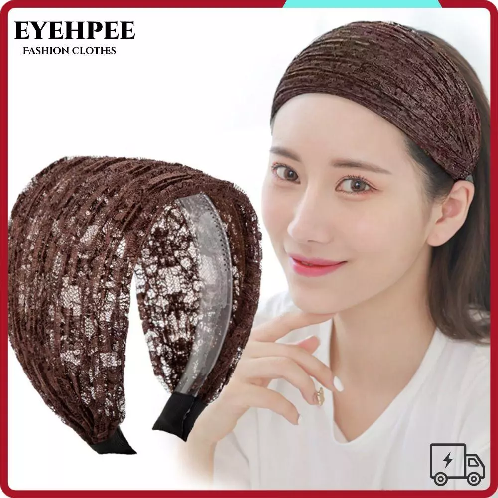 EYHPE Băng Đô Ren Lưới Rộng Bản, Vòng Tóc Co Giãn Chống Trượt, Phụ Kiện Tóc Rỗng Thanh Lịch Cho Nữ Bé Gái Dùng Rửa Mặt