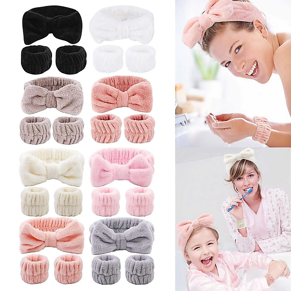 Set 3 Băng Đô Băng Đeo Cổ Tay Rửa Mặt, vòng đeo tay rửa mặt, chống tràn nước, thấm hút chuyên dụng B35