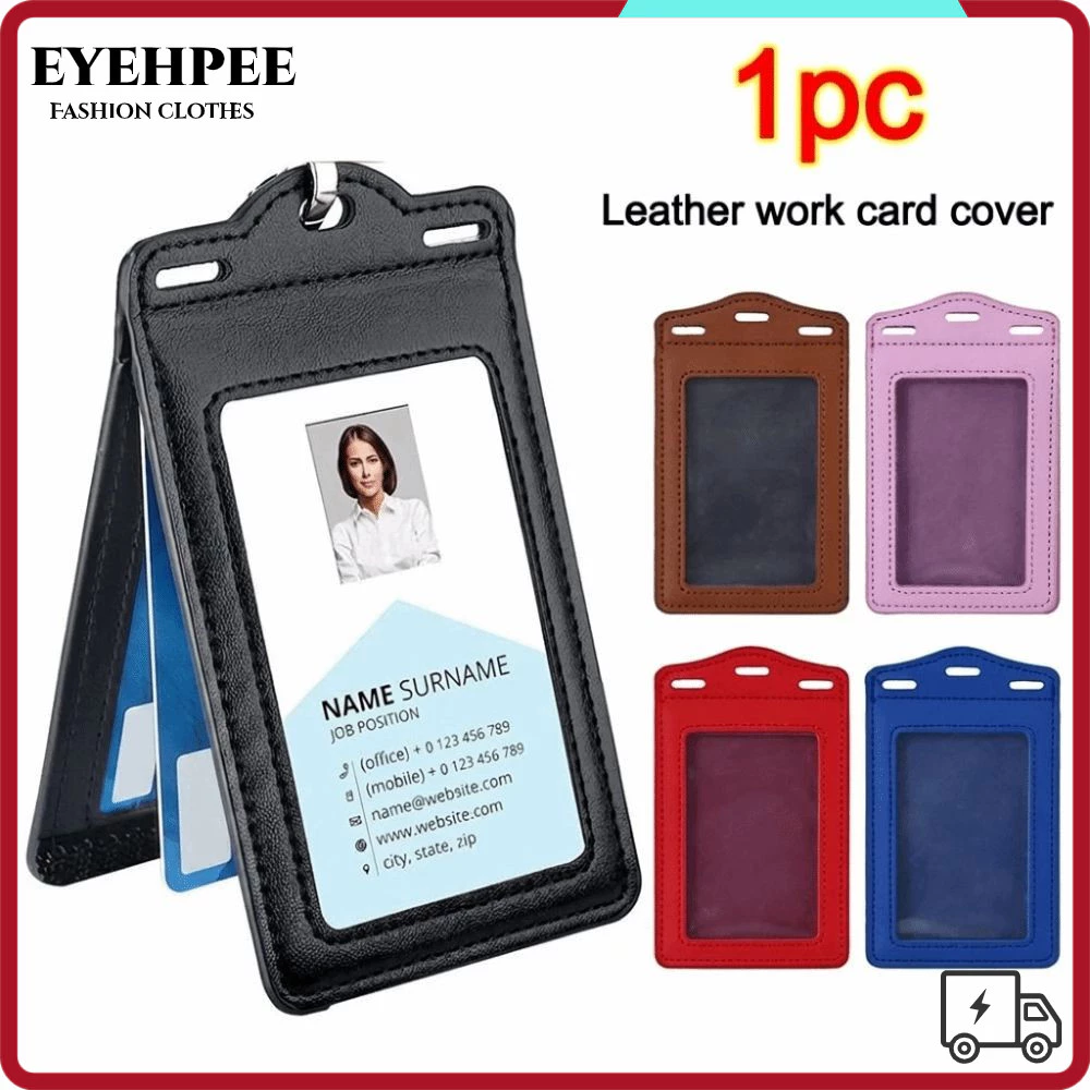 Giá đỡ huy hiệu EYEHPEE, Hộp đựng thẻ ID bằng da PU trong suốt, bền bỉ với khe cắm thẻ Hộp đựng thẻ gấp ba lần cho thẻ tên ID Thẻ tên doanh nghiệp Thẻ ID sinh viên