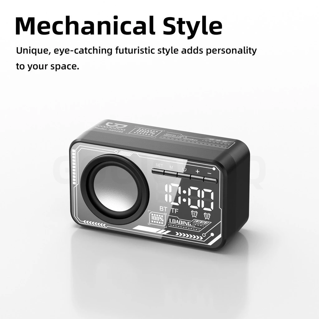 Đồng hồ báo thức GOOJODOQ Loa Bluetooth Màn hình rõ ràng & Báo động kép Phát lại âm thanh nổi l