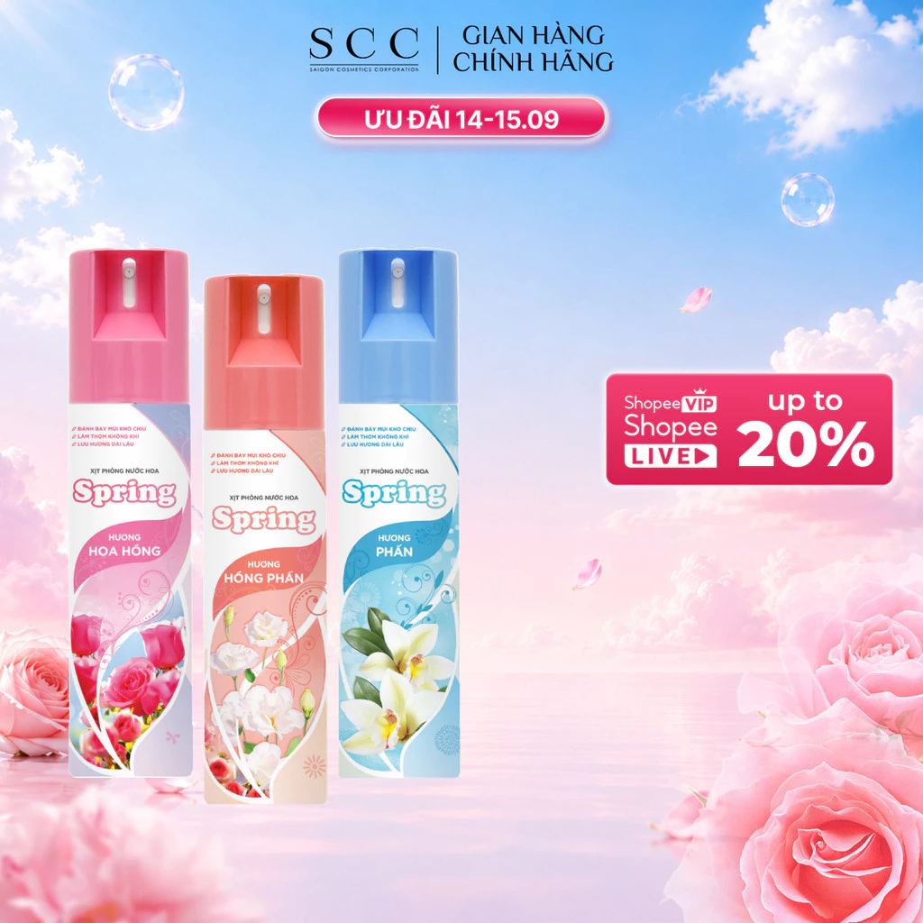 [LIVE KOL] Combo 3 Xịt Phòng Nước Hoa SPRING Hương Thơm Dễ Chịu Khử Mùi Hiệu Quả 225ml/chai