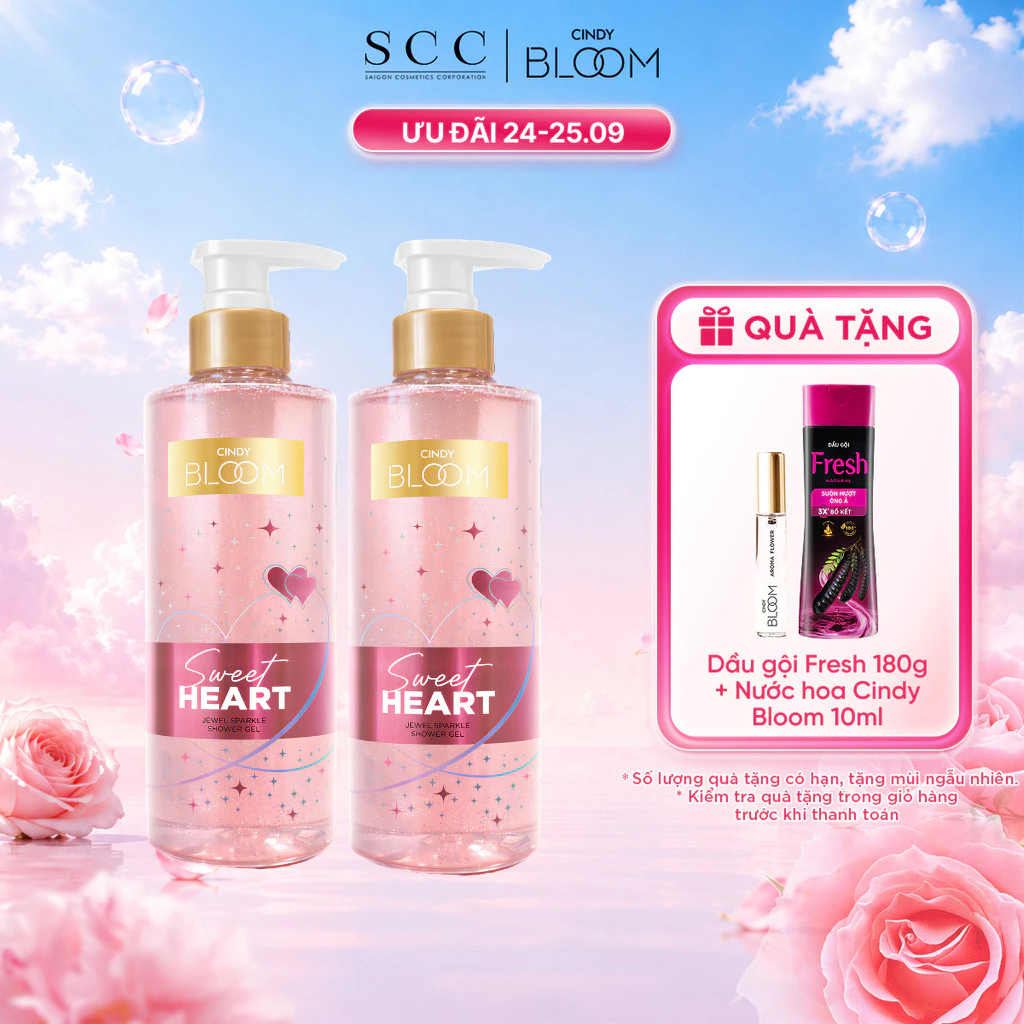 Combo 2 Sữa Tắm Nước Hoa Cao Cấp Cindy Bloom Jewel Sparkle Shower Gel - Hỗ Trợ Dưỡng Ẩm Và Dưỡng Sáng 480g